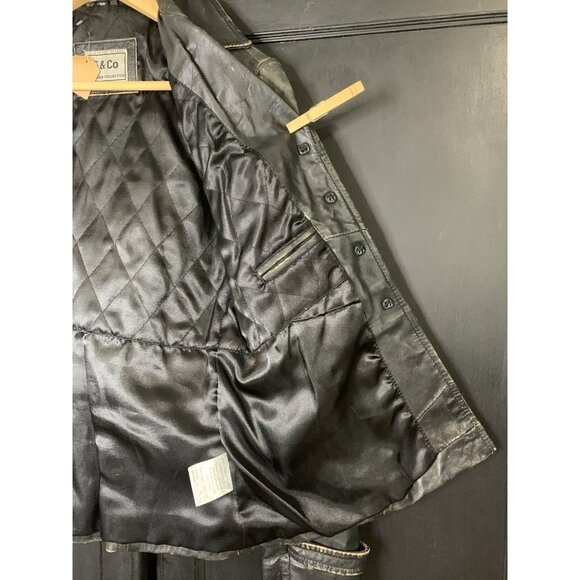 Vintage F & Co Distressed Black Leather Jacket Made in Spain Mod Womens 38 EUC - Picture 13 of 16